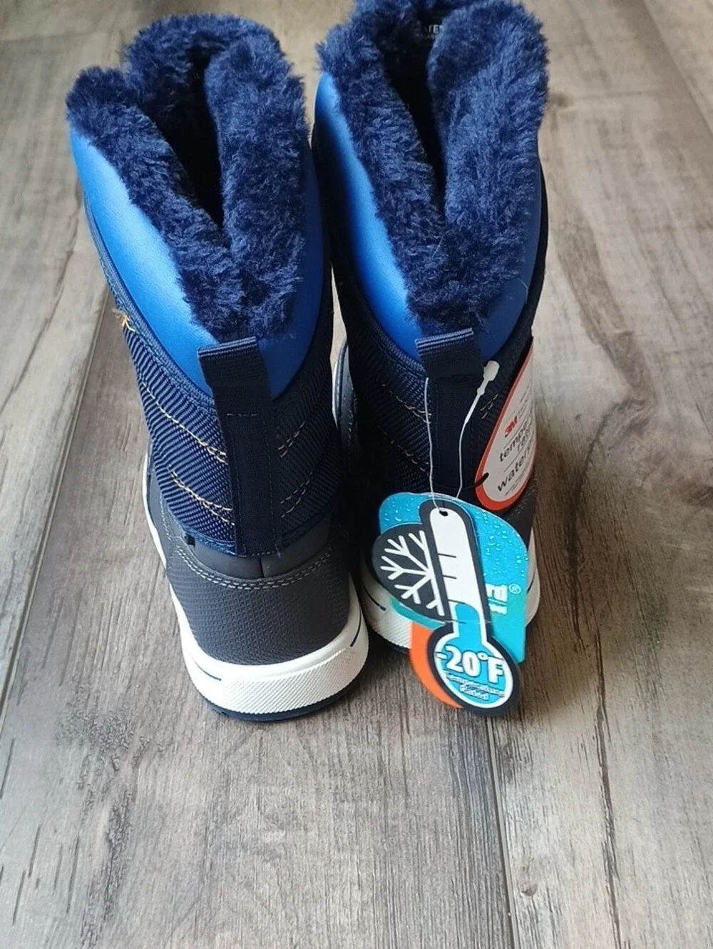 wonder nation Navy Blue and Gray Kids Snow Boots